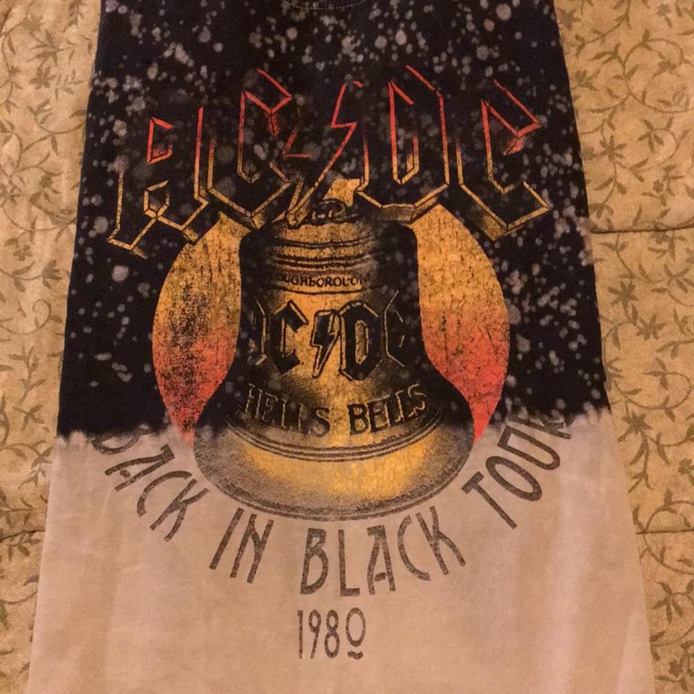 Two tone dyed AC/DC printed tee